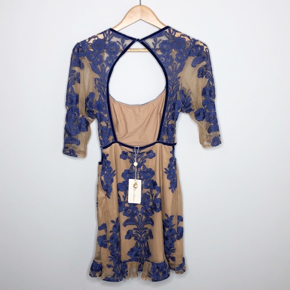 For Love & Lemons Blue Temecula fall mini dress RARE - Picture 5 of 6